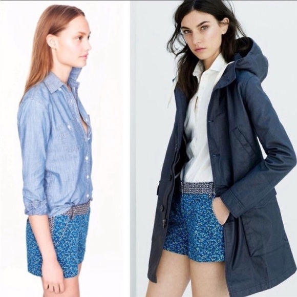 J. Crew Chino Ditsy Blue Flower Patch Contrast Border 3” Women’s Shorts Size 6 - Picture 2 of 13